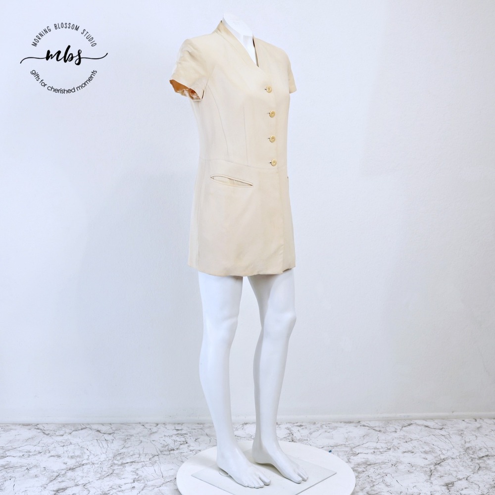 Emanuel Ungaro Button Front Minimalist Blazer Mini Dress Beige Women 2